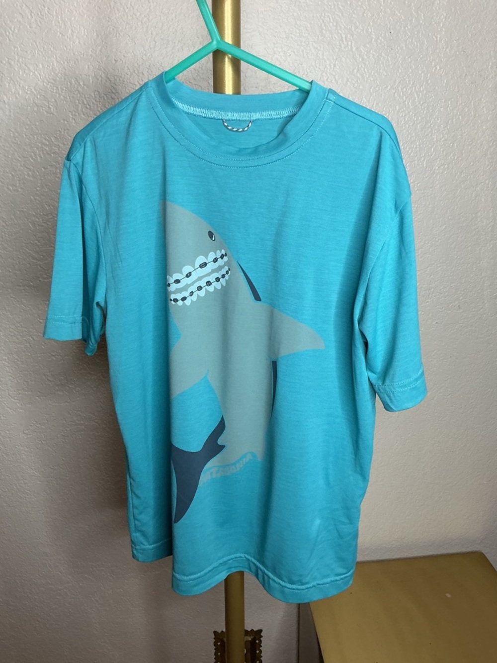 Patagonia Kids Teal Shark Tee with Braces Graphic